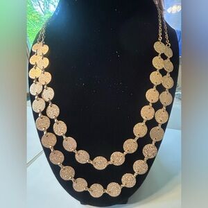 Elegant Plunder Gold Double Strand Necklace with gold disc accents
